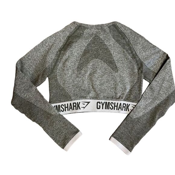 Gymshark Women's Long Sleeve Crop Top Green Gray Marl Size S - Picture 1 of 4
